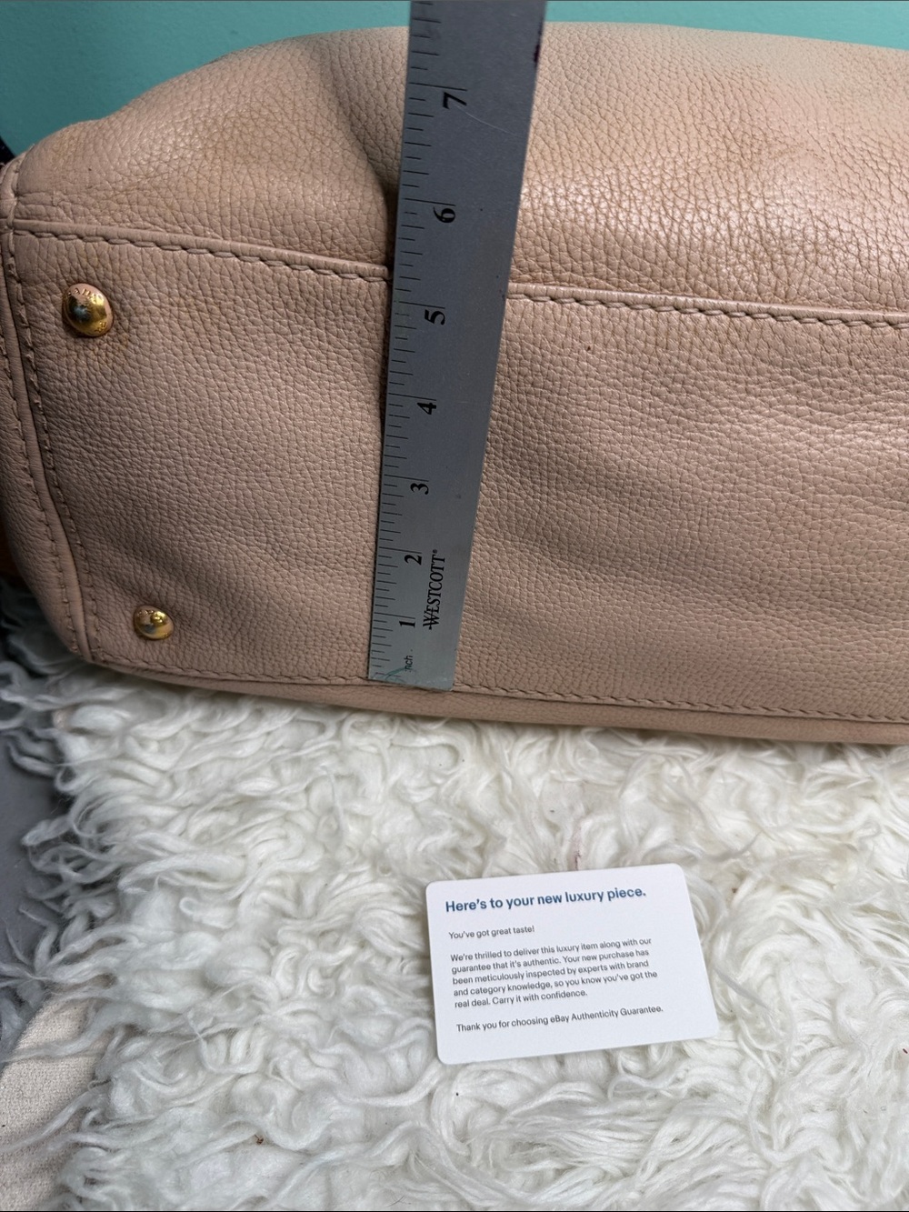 Prada BN CERVO SABBIA Large Soft Creame -Beige Leather Shoulder Satchel - Picture 17 of 17